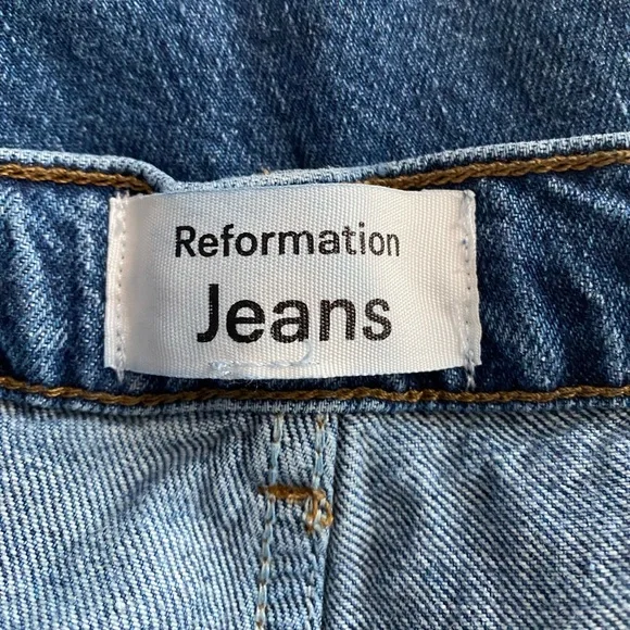 REFORMATION Cary Drawstring Waist Slouchy Wide Leg Denim Jeans Women's Size 32